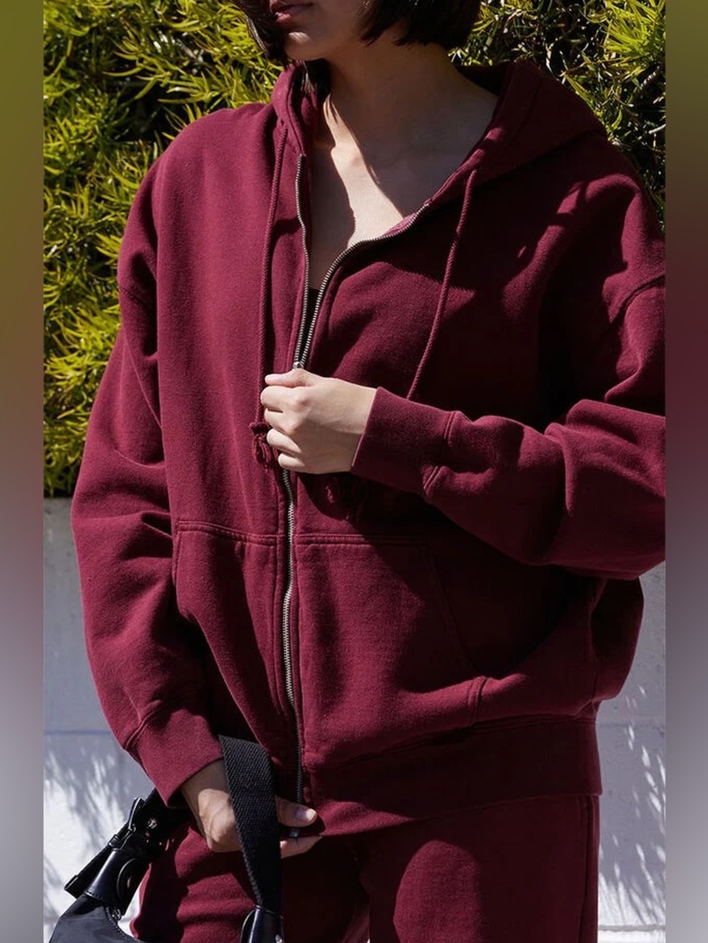 John Galt burgundy full zip hoodie